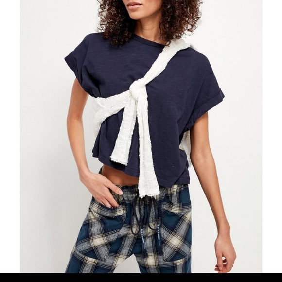 Free People You Rock Tee Shirt Short Sleeve Navy Sizes Small Medium & Large NWT - Picture 11 of 11